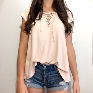 Hollister Ribbed Light Pink Shirt